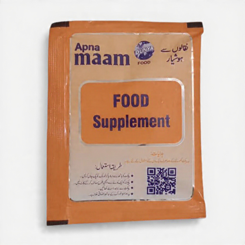 Apna Maam Food Supplement front sachet packaging by Dunya Food